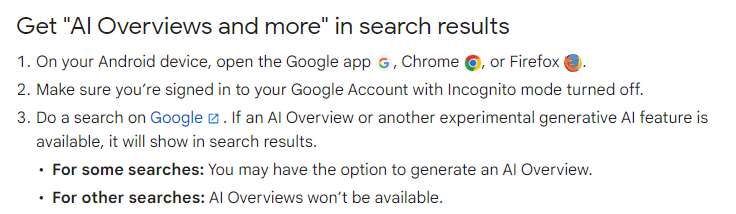 Login required for AI overviews